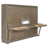 Merax Queen Size Murphy Bed with Vanity Desk and Center Mirror, Horizontal Murphy Bed Wall Hidden Beds with 2 Side Drawers for Adults, No Box Spring Needed, Distressed Gray Merax