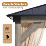 COSIEST 10x12FT Cedar Wood Gazebo, Outdoor Hardtop Gazebo with 2-Tier Galvanized Steel Roof, Netting & Curtains, Wooden Gazebo Pavilion for Patio Backyard Deck Lawn COSIEST