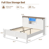 Garvee Farmhouse Full Bed Frame with Storage & Sliding Barn Door, Built-in USB Charging Station, LED Lighting, Noise-Free Design, No Box Spring Needed, Easy Assembly Garvee