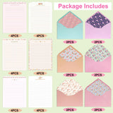KSIWRE Stationary Paper and Envelopes Set, 24 PCS Writing Stationery Paper with 12 PCS Envelopes, Warm Floral Themed Envelope and Stationery Design for Invitations Gift Decorations Holiday Party KSIWRE