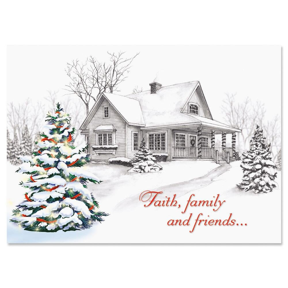 Current Winter Home Christmas Greeting Cards Set - Set of 18 Large 5 x 7-Inch Folded Cards, Themed Religious Holiday Card Value Pack, Envelopes Included Current