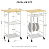 ThreeHio Rolling Kitchen Microwave Cart, 3 Tier Microwave Table Stand with Adjustable Shelf, Kitchen Storage Rack on Wheels, Coffee Station Cart Rack Shelf Organizer for Living Room Office, Balcony ThreeHio