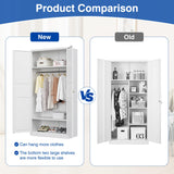 BYNSOE Metal Storage Locker 72'' Metal Wardrobe for Home Metal Storage Cabinet with Hanging Rod for Office Hospital Home Office Require Assembly (White, 72inch) BYNSOE