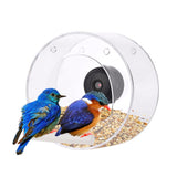 Clear Window Bird Feeder with Wifi Camera Suction Cup, Smart Transparent Round Birdfeeder with 16GB TF Card Photo Taking Video Recording IR Night Vision, Outside Birdhouse for Close Up View Outdoors Irfora