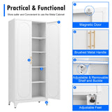 Polup White Kitchen Pantry Cabinet, 75" Tall Metal Pantry Storage Cabinet with Doors and Adjustable Shelves, Food Pantry Cabinets with Handle, Freestanding Cupboard for Living Room-Assemble Required Polup