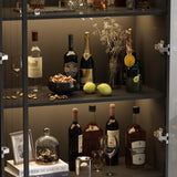 Homsee 4-Tier Black Bookcase with Glass Doors and LED Lighting Homsee