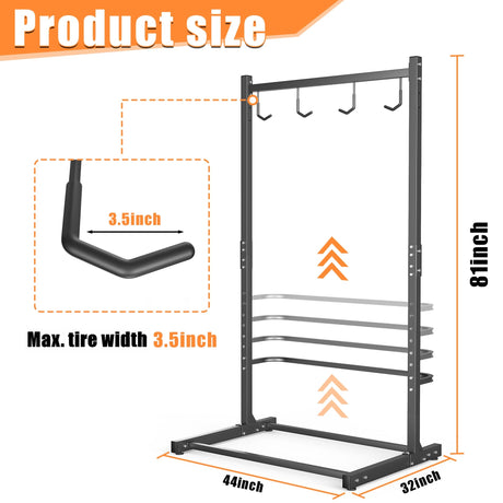 TORACK Garage Freestanding Hanging Bike Stand for Garage, Heavy Duty 4 Bikes Vertical Bike Storage Stand Floor Bike Storage Rack TORACK