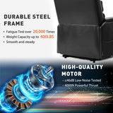 EONIX Dual Motor Lay Flat Power Lift Recliner Chair for Elderly, Faux Leather Electric Lift Chairs for Adults, 400lbs Heavy Duty Power Recliner with Heat Massage Charging Ports, SLRY003, Black EONIX