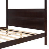 Merax Queen Size Canopy Bed with Headboard and Footboard, Solid Wood 4 Posters Platform Bed with Slat Support Leg, No Box Spring Needed, Espresso Merax