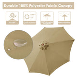 Yescom 9ft Tan Wooden Outdoor Patio Table Umbrella with Pulley Market Garden Yard Beach Deck Cafe Decor Sunshade Yescom