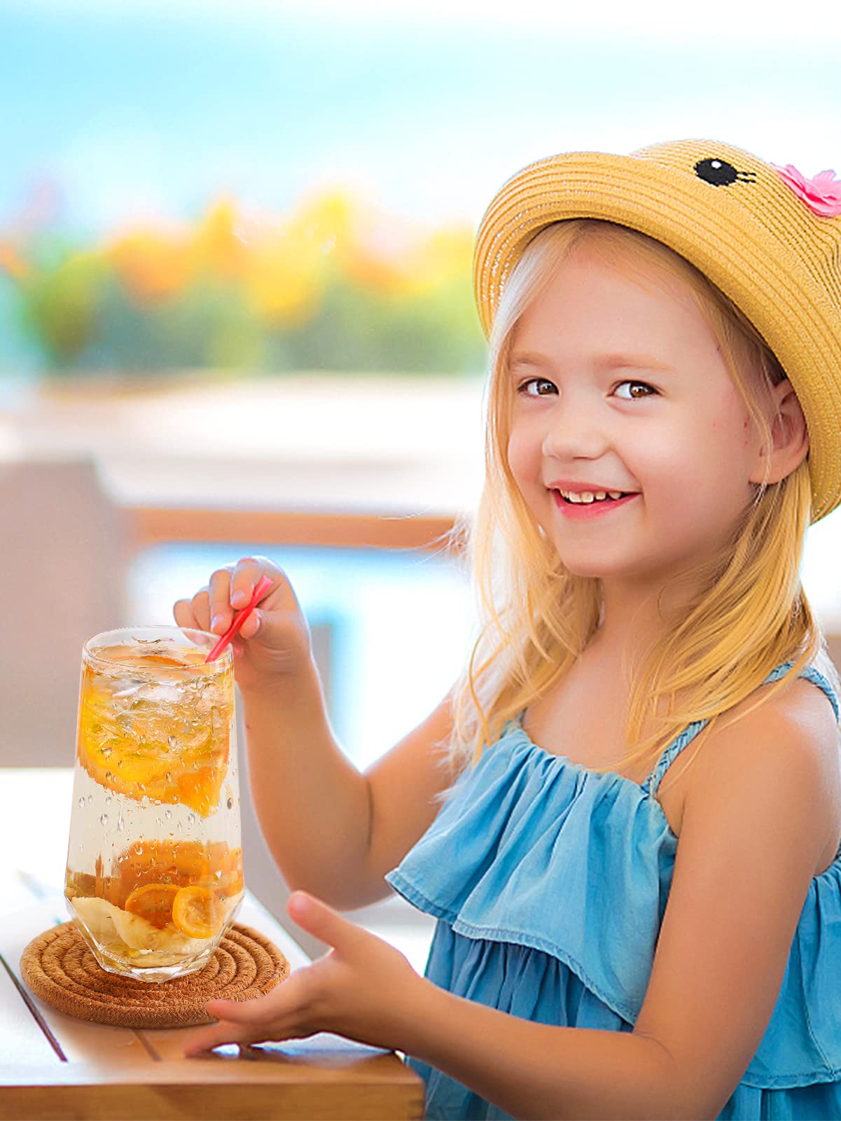 Coasters for Drinks & Water Hyacinth Storage Basket Set- 6 Styles 12 Pcs Boho Absorbent Coasters for Coffee Table, Large Hand Woven Wicker Basket for Home Decor ANPHSIN