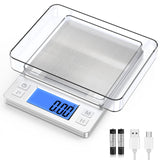 BOMATA 0.01g Small Digital Gram Scale, USB Rechargeable, Upgraded 1kg Jewelry Scale with Larger Display and Hold Function, High Precision, Grams and oz for Herb, Coin, Powder, Gold, Yeast, Kitchen BOMATA