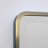 16x20 Austin Farmhouse Metal Framed Rounded Rectangle Recessed Bathroom Medicine Cabinet, Beveled Mirror, 14x18 in-Wall Opening, powder-coated Steel, Glass Shelves, Magnet Close, Brushed Nickel Fox Hollow Furnishings