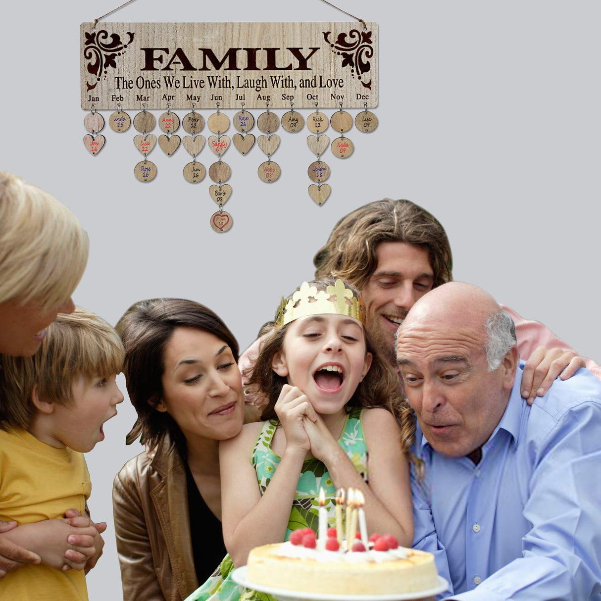 [Gifts for Mom Dad] Family Birthday Calendar Wall Hanging,Wooden Birthday Reminder Plaque Sign Family DIY Calendar Hanging Board Personalized Gifts YuQi