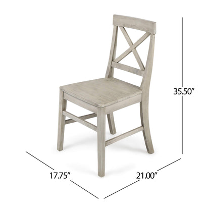 Christopher Knight Home Roshan Farmhouse Acacia Wood Dining Chairs, Light Grey Wash, 21D x 17.75W x 35.5H Inch - WoodArtSupply