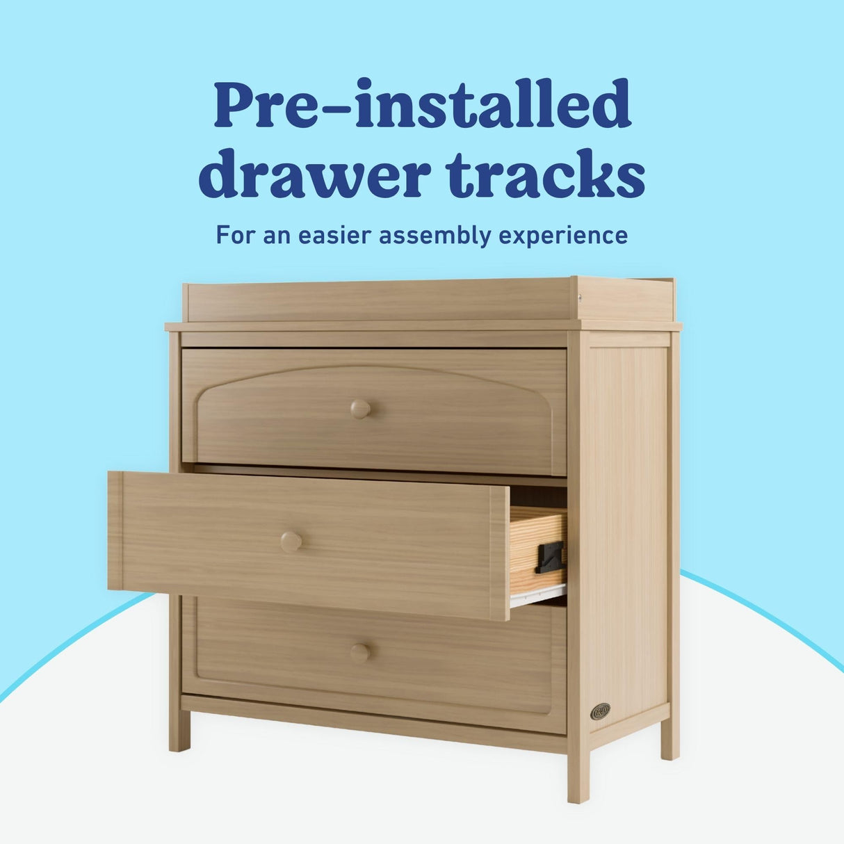Graco Olivia 3 Drawer Changing Table Dresser (Driftwood) – GREENGUARD Gold Certified Baby Dresser with Changing Table Top, Includes Interlocking Drawer System Graco
