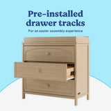 Graco Olivia 3 Drawer Changing Table Dresser (Driftwood) – GREENGUARD Gold Certified Baby Dresser with Changing Table Top, Includes Interlocking Drawer System Graco