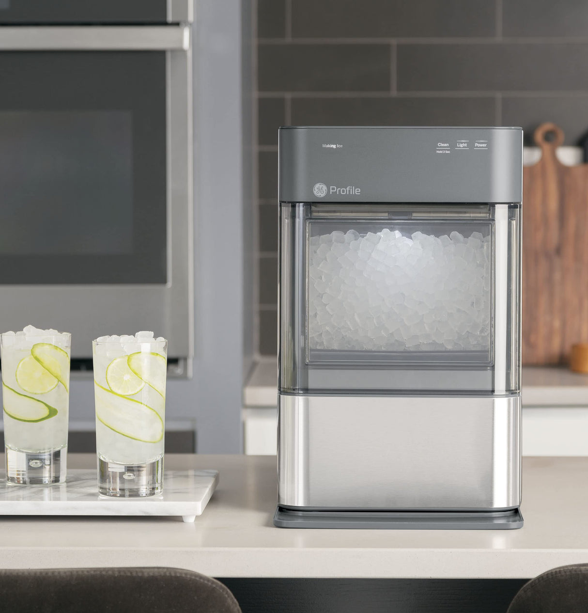 GE Profile Opal 2.0 | Countertop Nugget Ice Maker | Ice Machine with WiFi Connectivity | Smart Home Kitchen Essentials | Stainless Steel (Renewed) GE