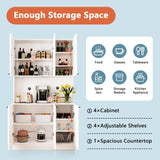 PHOYAL Kitchen Pantry, Kitchen Hutch Cabinet, Farmhouse Storage Cabinet Large Kitchen Pantry Storage Cabinet 71” Pantry Cabinet with 6 Doors and 1 Drawer for Kitchen Dining Room, White PHOYAL