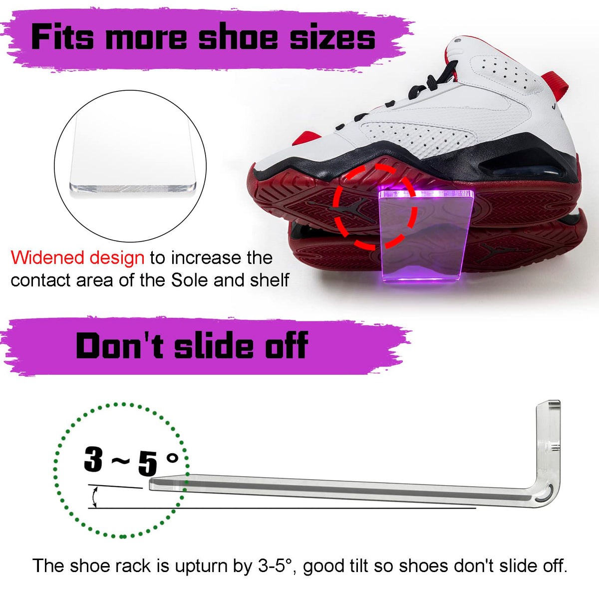 Forzacx Floating Shoe Display Shelf with Lights Set of 5, Glow Color Changing Sneaker Shelf- Display Your Top Shoes, Sturdy Levitating Shoe Wall Shelf Easy to Install, for Bedroom, playroom etc Forzacx