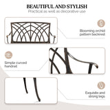 VINGLI 38" Outdoor Bench Cast Aluminium Garden Bench, Orchid Porch Bench Patio Bench Deck Furniture for 1-2 Person Seat (Brown) VINGLI