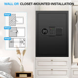 3.0 Cuft Large Fireproof Safes for Home, Digital Home Safe with Programmable Keyboard, Spare Keys and Removable Shelf, Anti-Theft Fire Safe Box for Money, Firearm, Medicines, Documents Bukumo