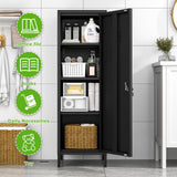 PAOFIN 47" Metal Storage Locker, Lockable Employees Metal Locker with Door and Adjustable Shelves, Steel Locker for Home, School, Office, Gym (Black) PAOFIN