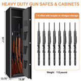 [2024 NEW] 7-8 Fireproof Biometric Gun Safes for Home Rifle and Pistols, Heavy Duty Anti-Theft Long Gun Safes for Rifles and Shotguns with 3 Handgun Pocket, Removable Shelf, Silent Mode TOLEBLID