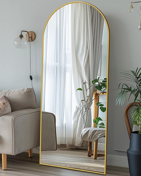 Antok Full Length Mirror, 57"x19" Floor Mirror, Floor Standing Mirror Freestanding Full Body Mirror with Stand for Bedroom, Hanging Mounted Mirror for Living Room Cloakroom, Gold Antok