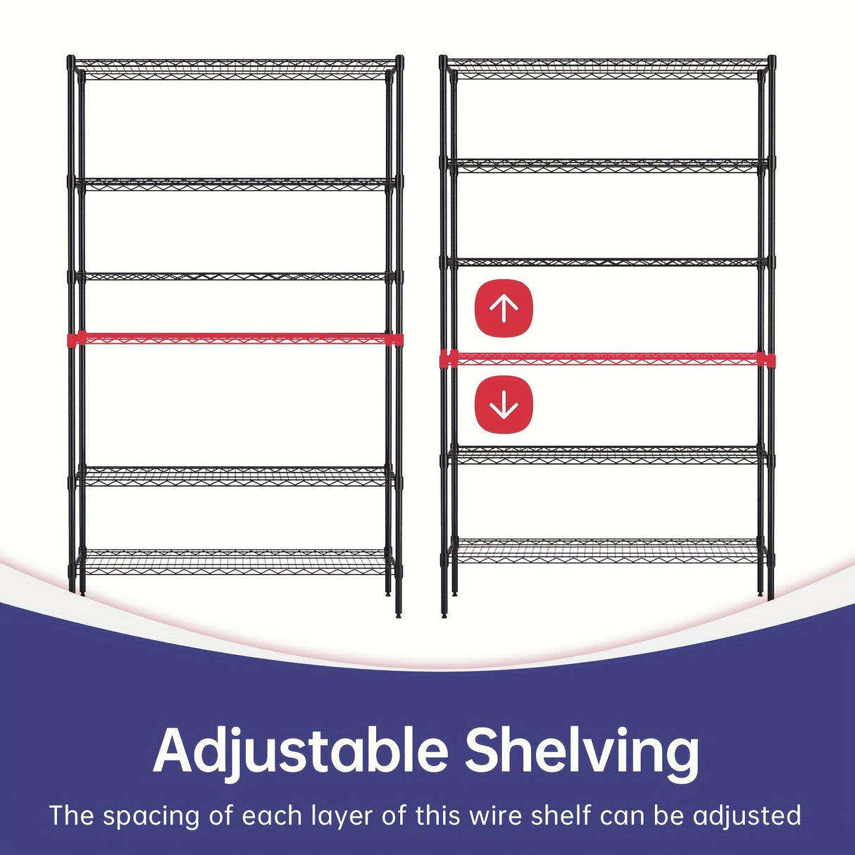 6-Tier Storage Shelves Wire Shelving Units Heavy Duty Metal Shelves Tall Steel Shelving Units Adjustable 1500lbs Capacity Rolling Shelf Racks for Restaurant Garage Pantry Kitchen, Black Generic