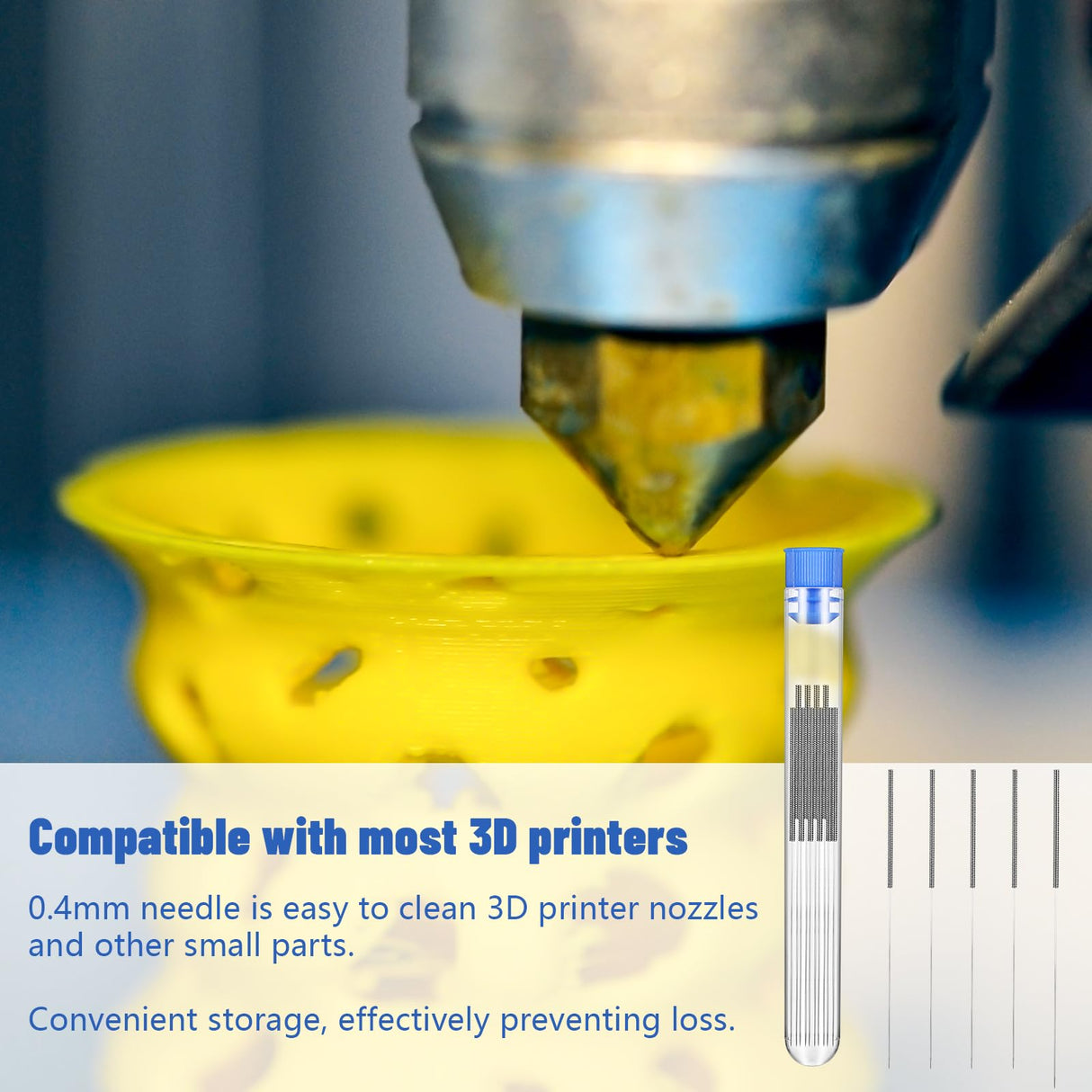 Andibro 50pcs 3D Printer Nozzle Cleaning Kit,0.2/0.25/0.3/0.35/0.4mm Nozzle Needle, Stainless Steel Cleaning Needles 3D Printer Nozzle Cleaner for 3D Printer Accessory (0.2/0.25/0.3/0.35/0.4mm) Andibro