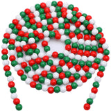 Frienda 100 Feet Christmas Wooden Bead Garland Decorations Wood Beaded Christmas Tree Decorations Farmhouse Decorative Beads Rustic Beaded Garland for Party Holiday Decor Home (Red, White, Green) Frienda