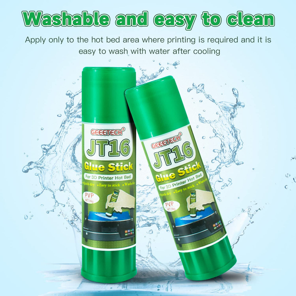 TEQStone 3D Printer Glue Stick 3 Pack, Perfect First Layer Adhesion, Prevents Warping on Heat Bed, Easy Release for ABS PLA PETG Filaments and Various Build Plate, 36g/1.27oz TEQStone