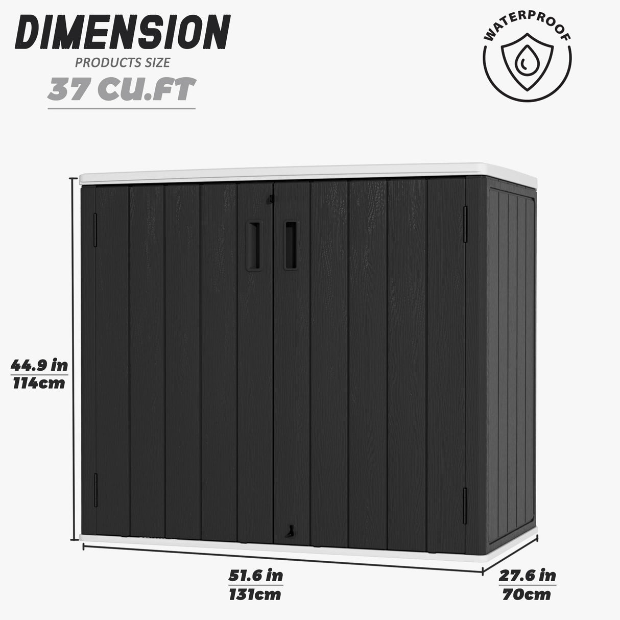 Mrosaa Large Outdoor Storage Box,Resin Sheds&Outdoor Storage Waterproof/Lockable,Outdoor Storage Cabinets for Balcony,Garage,Backyard (37Cu.ft-Black White) Mrosaa
