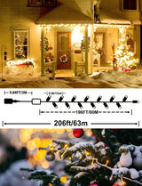 200 FT 500 LED Christmas Lights Outdoor Decorations Super Long Fairy Lights Waterproof 8 Modes Timer Clear Wire String Lights for Outside House Tree Patio Yard Wedding Party Holiday-Warm White JXLEDAYY