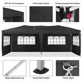TUKAILAI 10' x 20' Pop Up Gazebo Marquee, Anti-UV Party Wedding Tent Event Shelters with 6 Removable Sidewalls & Carry Bag, Heavy Duty Instant Canopy for Outdoor Camping Garden Patio (Black) TUKAILAi