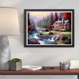 Kaliosy 5D Diamond Art Painting Country Riverside by Number Kits, Paint with Diamonds Art Landscape Forest DIY Full Drill, Crystal Craft Cross Stitch Embroidery Decoration 30x40cm?12x16inch? Kaliosy