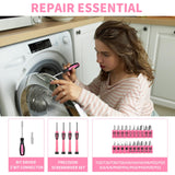 39 Piece All Purpose Basic Household Pink Tool Kit for Women - Small Tool Set with Toolbox Great for Home, Garage, Office and College Dormitory Use HANGYING