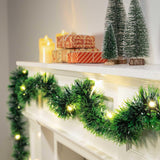 2 Pack Christmas Garland with Lights, Total 38 Feet 80 Led Battery Operated Pre-Lit Long Garland for Stairs Railing Fireplace Mantle Office Door Frame Decor Green Greenery Indoor Outdoor Decorations UZKEW