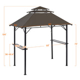 Yaheetech 8×5' Grill Gazebo, 3-Tier Outdoor BBQ Gazebo with Height-Adjustable Shelves & 10 S-Shaped Hooks & Built-in Bottle Opener, Brown Yaheetech