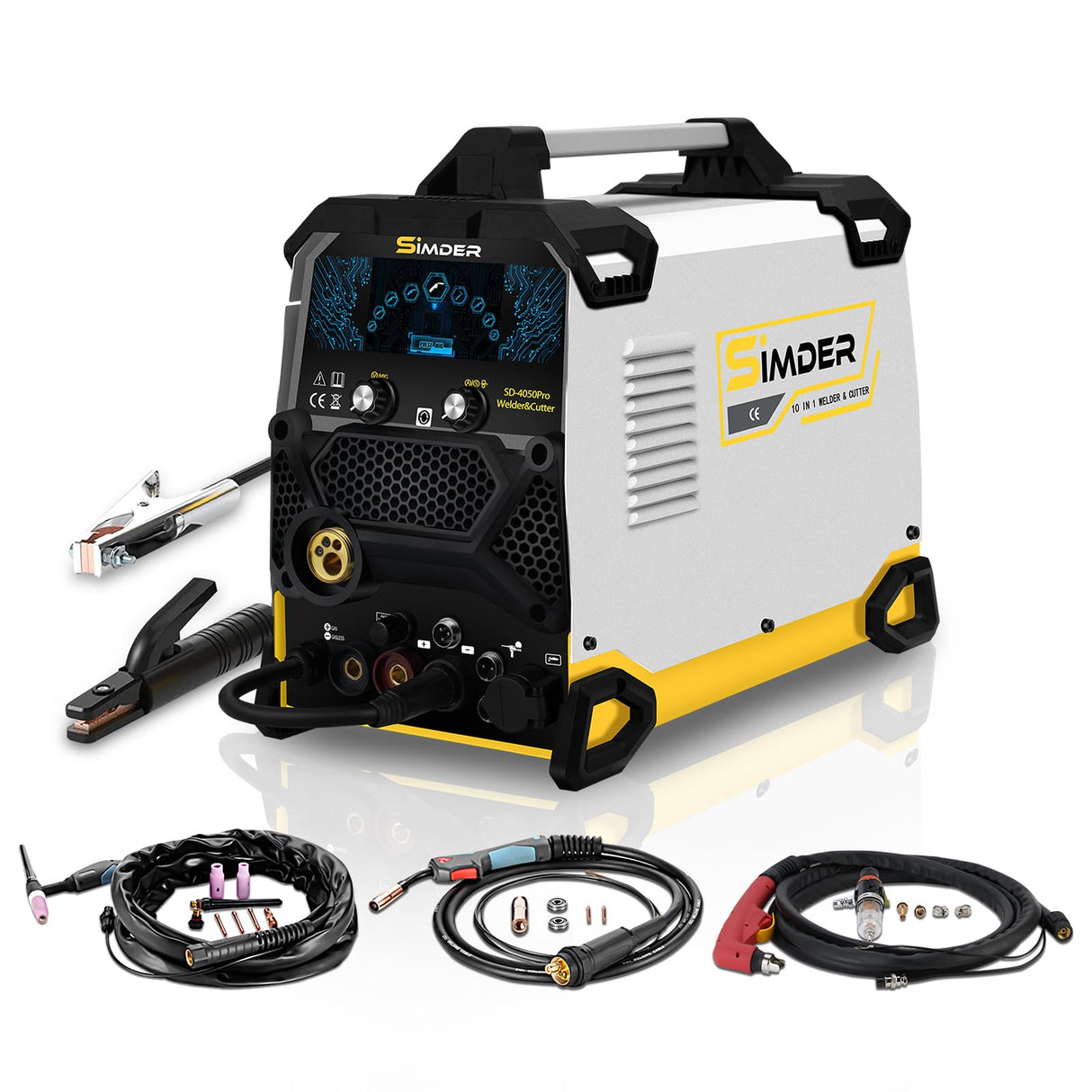SSIMDER Aluminum MIG Welder Pulse MIG/MAG/HF TIG/Stick/Pilot ARC Plasma Cutter 200A Welding Machine SD4050Pro 10 in 1 Welder Cutter Combo S SIMDER