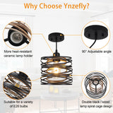Ynzefly Pendant Light, Kitchen Island Hanging Light Fixtures Wood Farmhouse Metal Pendant Lighting for Dining Room Bedroom Bar Office, Industrial Black, 1 Pack Ynzefly