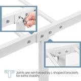 Yaheetech Twin Size Bed Frame Metal Platform Mattress Foundation with Spindle Headboard & Footboard/No Box Spring Needed/14 Inch Underbed Storage/Firm Support Easy Set up Structure, White Yaheetech