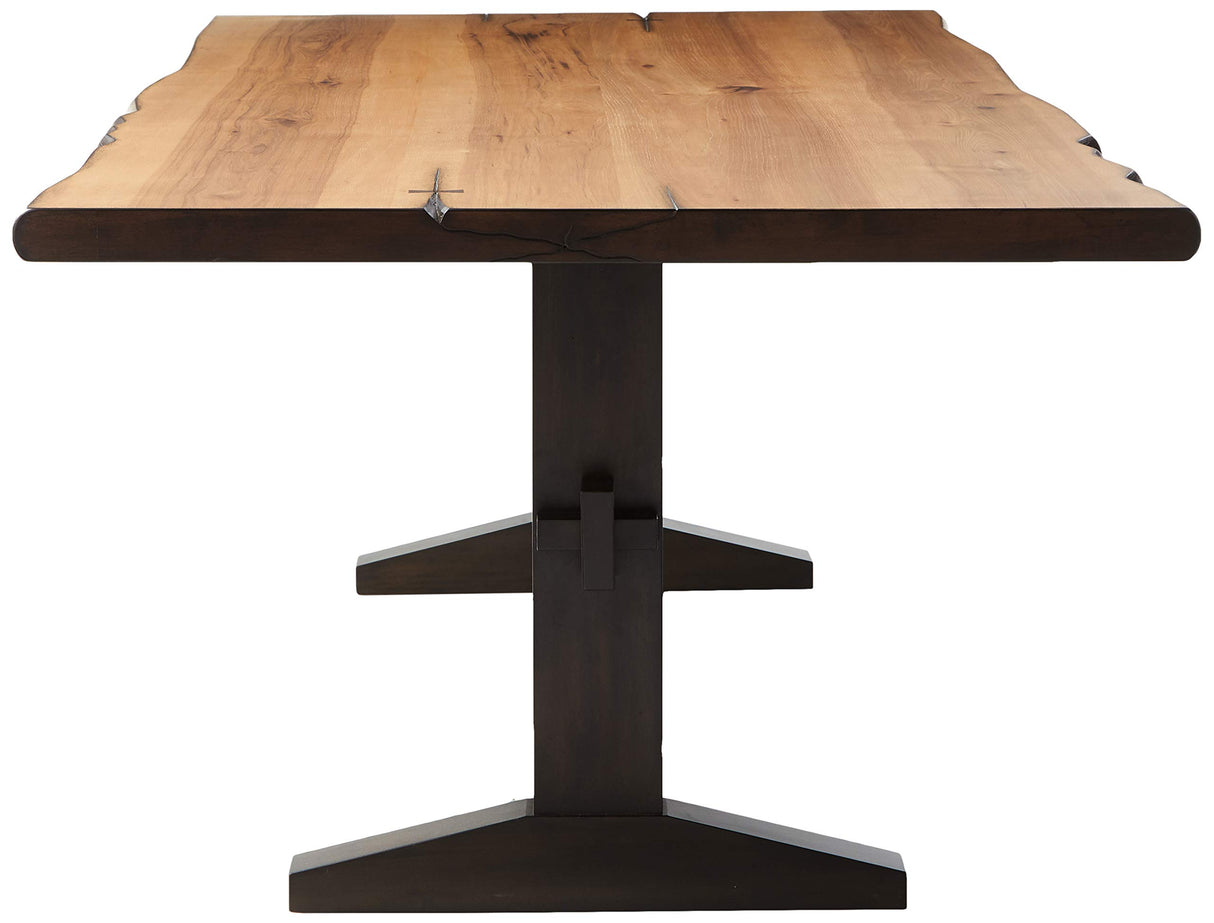 Coaster Home Furnishings Bexley Burnham Live Edge Dining Table with Trestle Base Natural Honey and Smokey Black Scott Living
