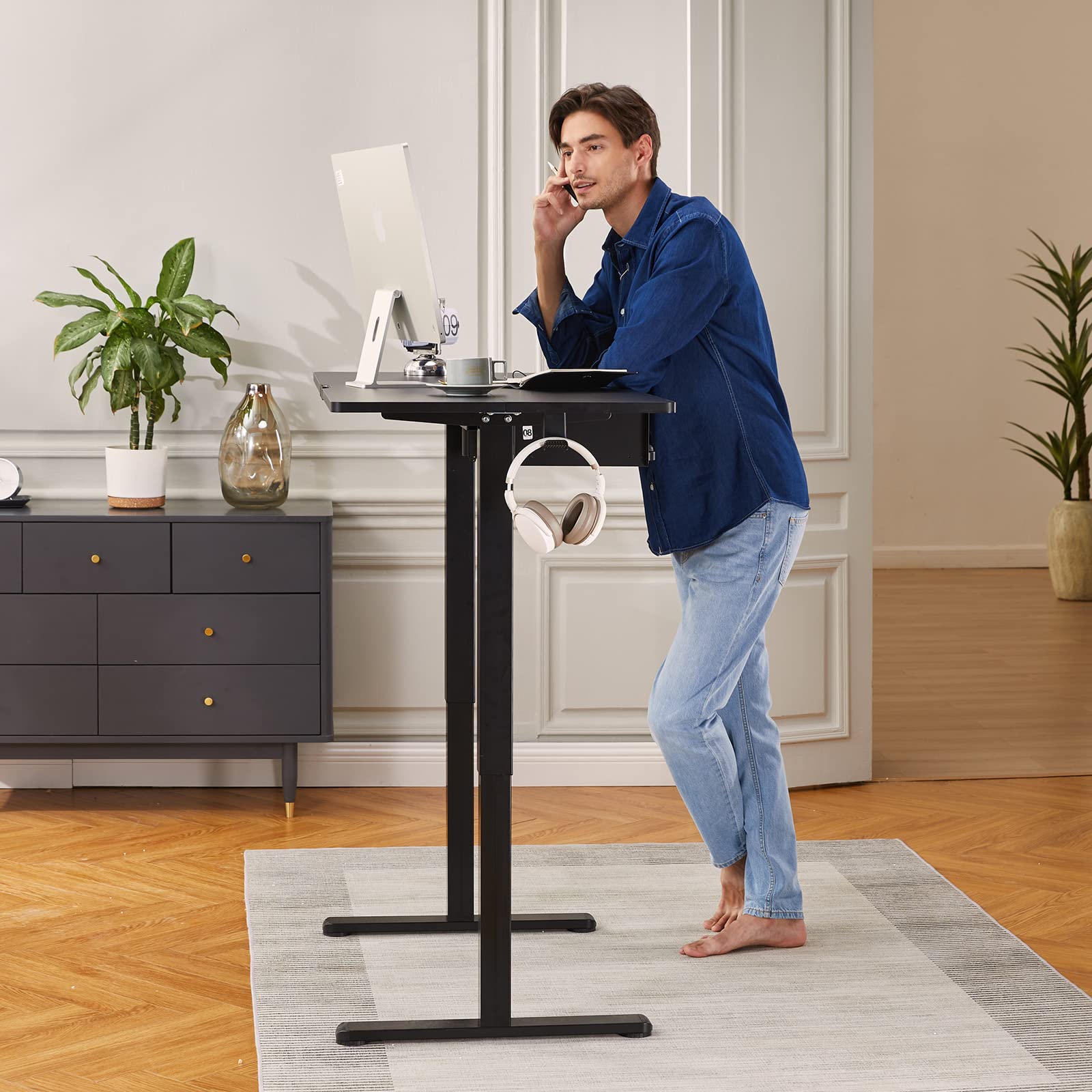 ErGear Electric Stand up Desk Frame Height Adjustable Table Legs Sit Stand Desk Frame Up to 47.2" Ergonomic Standing Desk Base Workstation Frame Only - WoodArtSupply