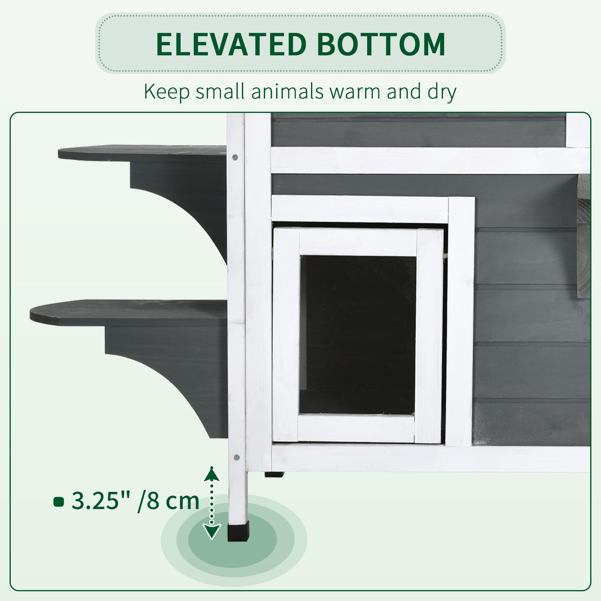 PawHut 2-Story Cat House Outdoor, Weatherproof Wooden Cat Enclosure for Feral Cats with Escape Door, Openable Roof, Jumping Platforms, Gray - WoodArtSupply