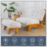 MAXYOYO Adjustable Accent Chair with Ottoman, Thick Cushion Seated Lounge Chair Reclining Chair for Living Room, Cozy Recliner and Footrest Set, Beige MAXYOYO