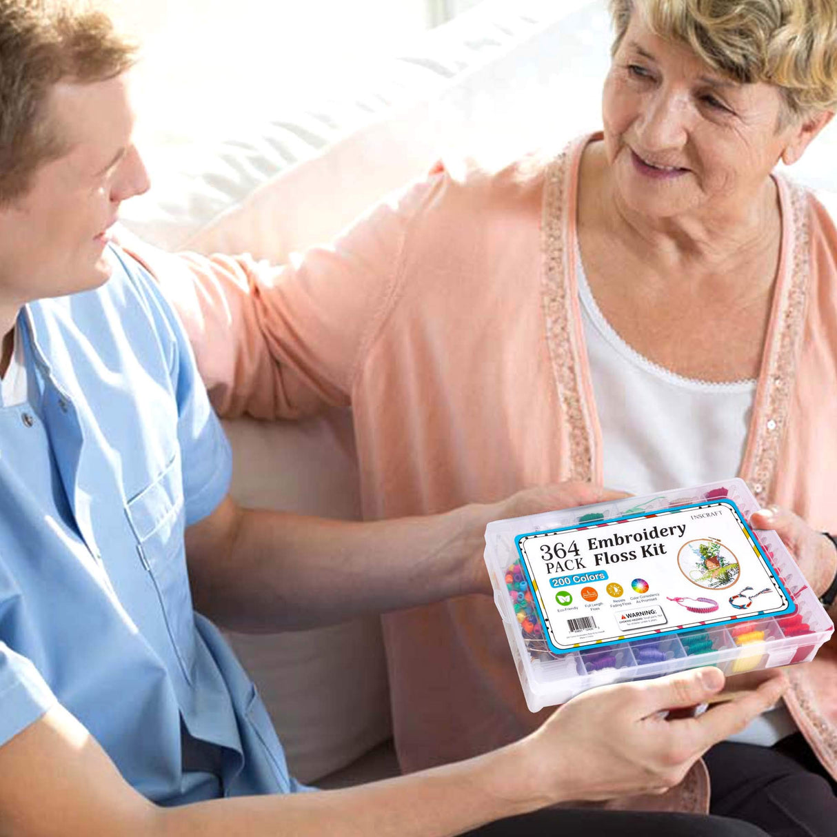 INSCRAFT Embroidery Floss Kit, 364 Pack Embroidery Cross Stitch Kit with 200 Colors Friendship Bracelets Floss and Cross Stitch Tools for Embroidery and Friendship Bracelet String Make INSCRAFT