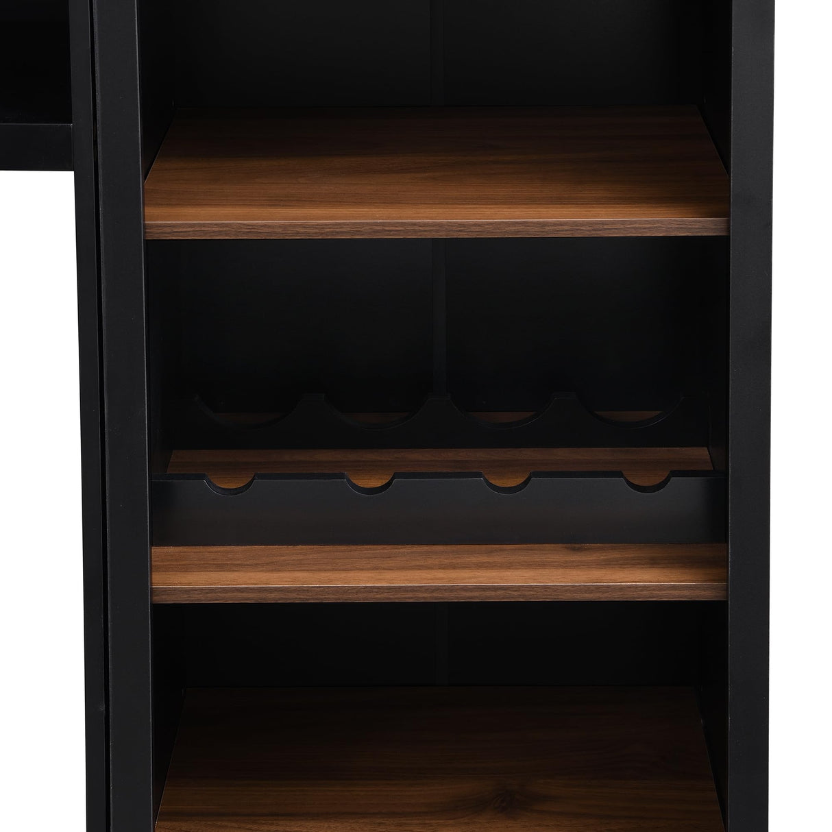 LUMISOL 4-Piece Farmhouse Entertainment Wall Unit Set for TVs up to 70", TV Stand with Bookshelves and 4 Drawers, Large Media Console with Wine Rack and Adjustable Shelves, for Living Room, Black LUMISOL