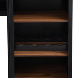 LUMISOL 4-Piece Farmhouse Entertainment Wall Unit Set for TVs up to 70", TV Stand with Bookshelves and 4 Drawers, Large Media Console with Wine Rack and Adjustable Shelves, for Living Room, Black LUMISOL